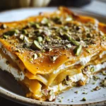 Cremige Kürbislasagne mit Ricotta und Pistazien