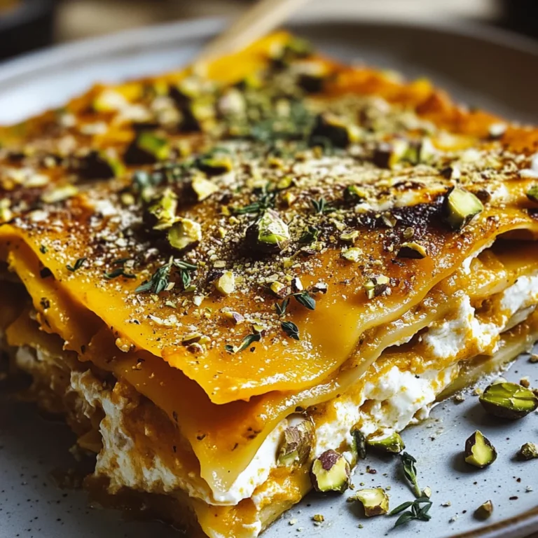 Cremige Kürbislasagne mit Ricotta und Pistazien