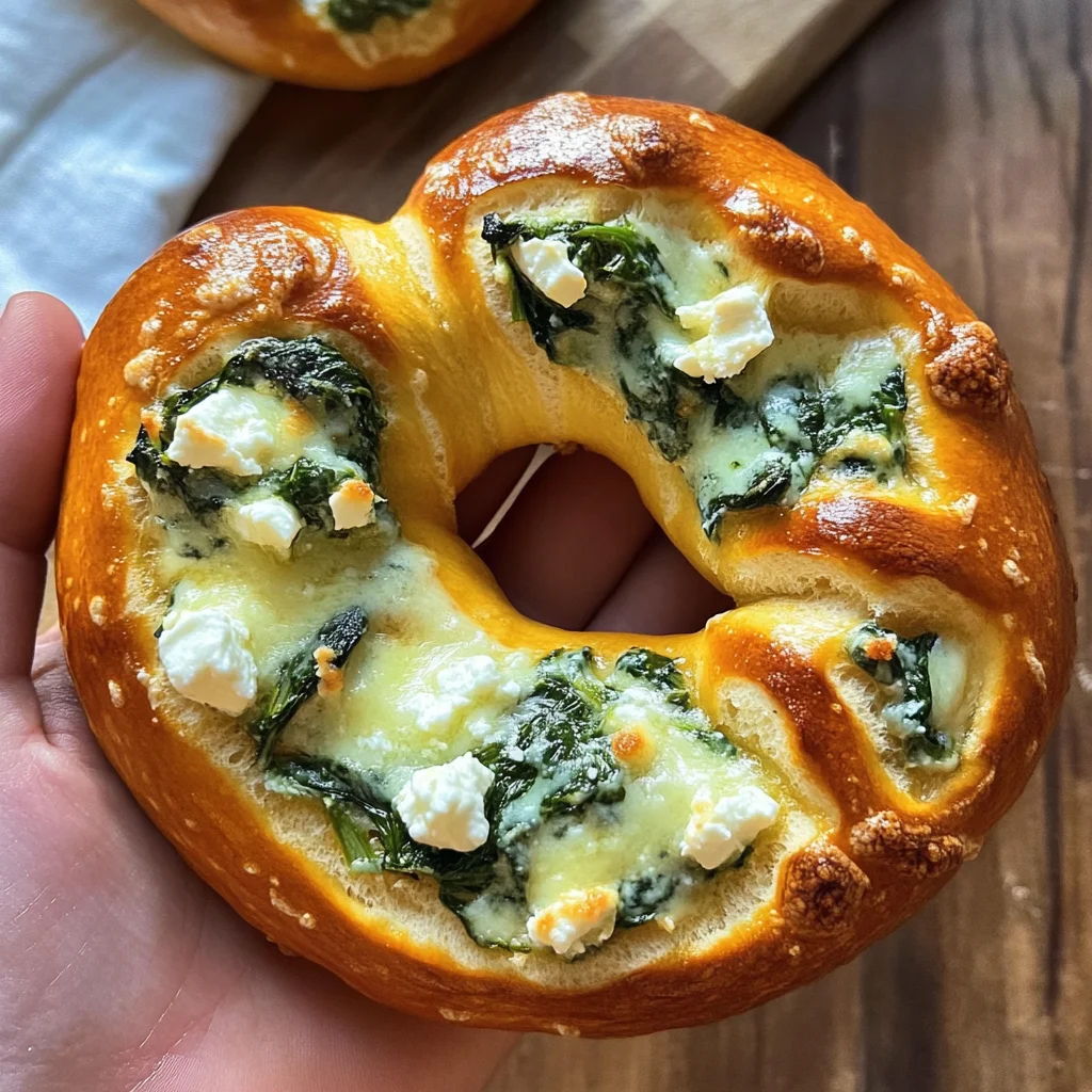 Feta Spinat Brezel Rezept