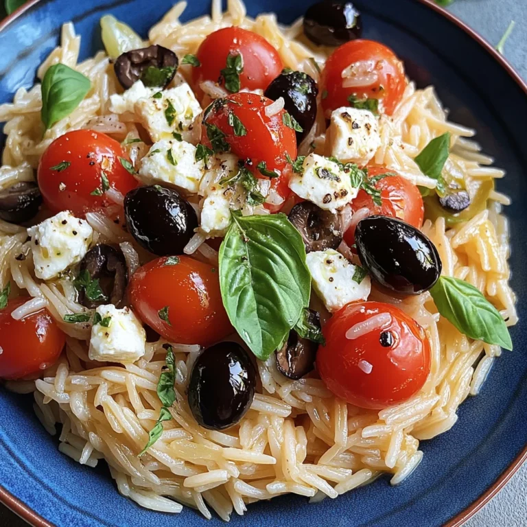 Griechische Reisnudeln mit Tomaten, Feta und Oliven