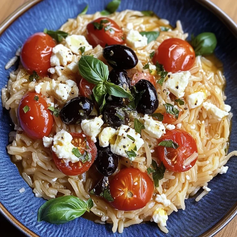 Griechische Reisnudeln mit Tomaten, Feta und Oliven