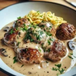 Hackbällchen in Champignon-Rahmsoße