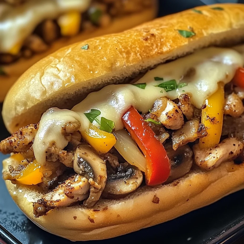 Hähnchen-Cheesesteak-Sandwich: Saftig, würzig, unwiderstehlich