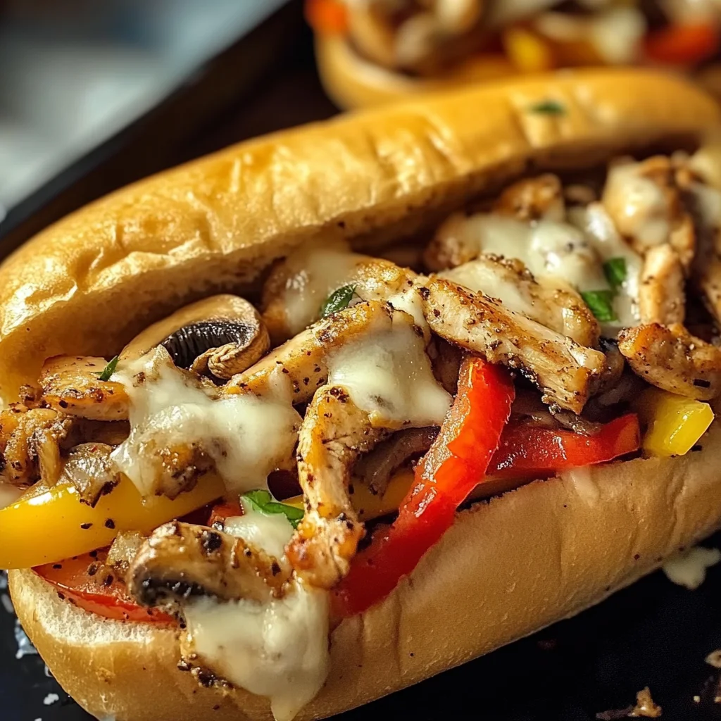 Hähnchen-Cheesesteak-Sandwich:
