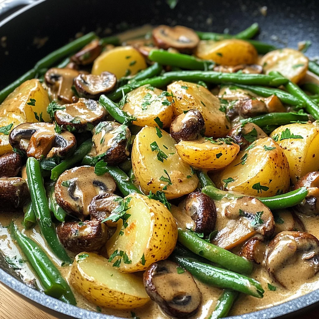 Kartoffel-Pilz-Pfanne mit Bohnen