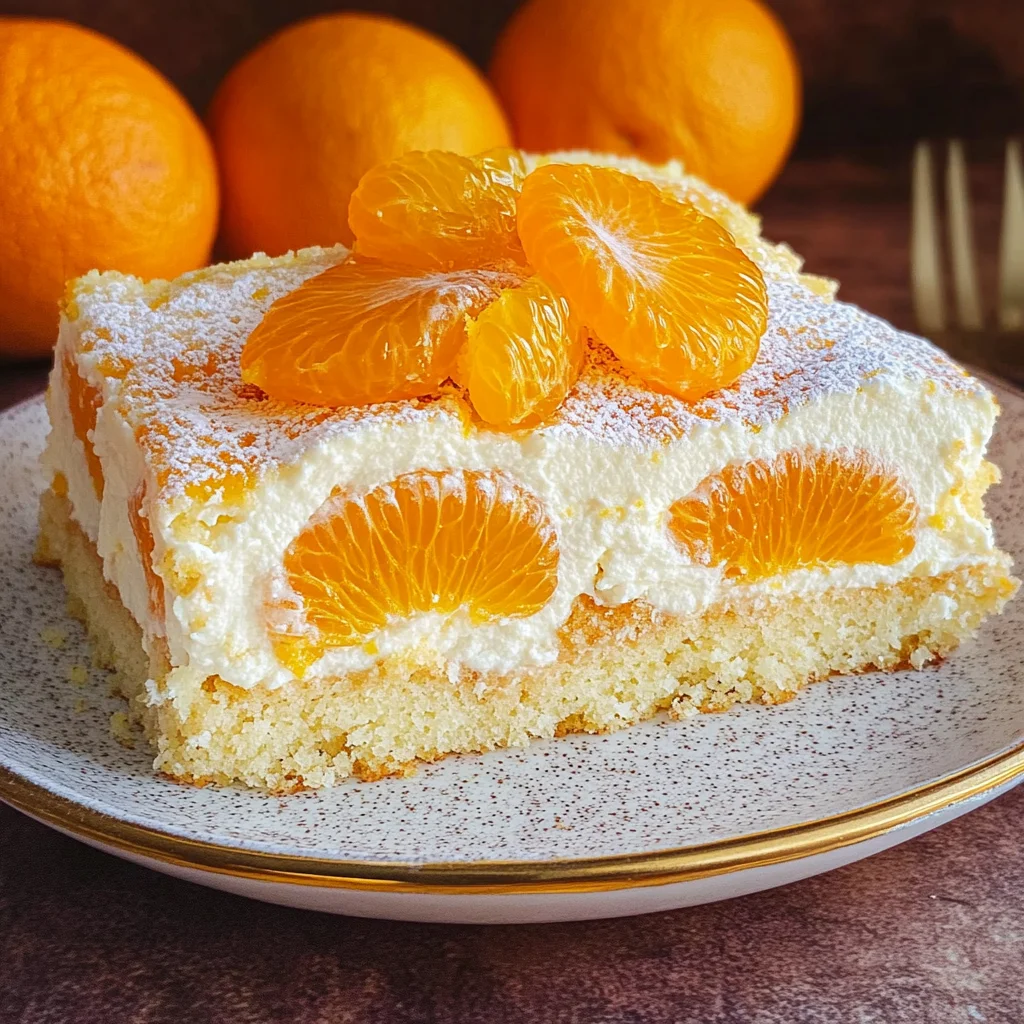 Schmandkuchen vom Blech mit Mandarinen