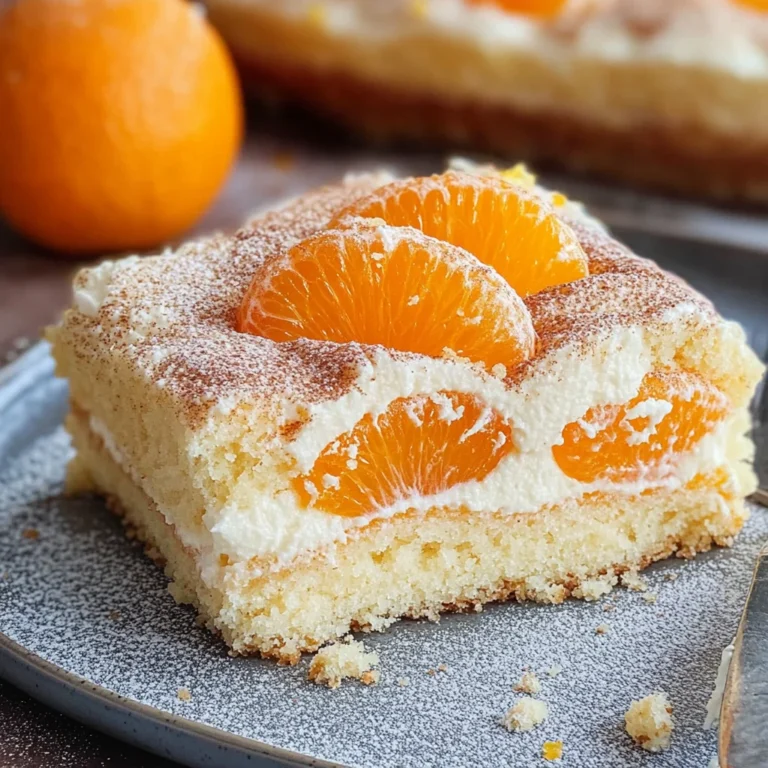 Schmandkuchen vom Blech mit Mandarinen