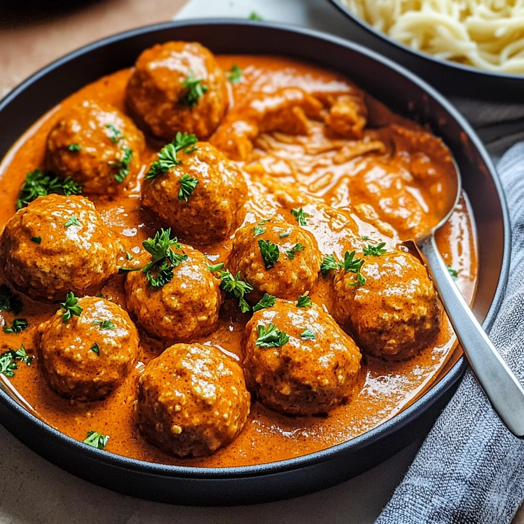 Tofubällchen in veganer Paprika-Rahmsauce