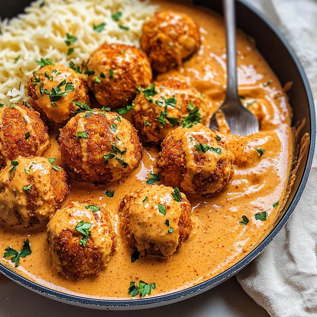 Tofubällchen in veganer Paprika-Rahmsauce
