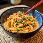 Udon-Nudeln mit Erdnusssauce