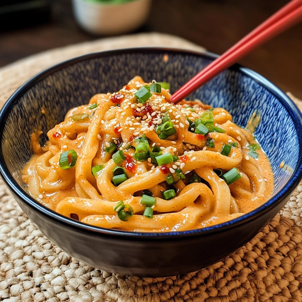 Udon-Nudeln mit Erdnusssauce