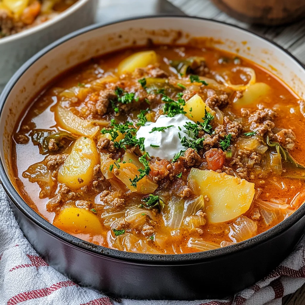 Wirsing-Eintopf mit Hackfleisch und Kartoffeln
