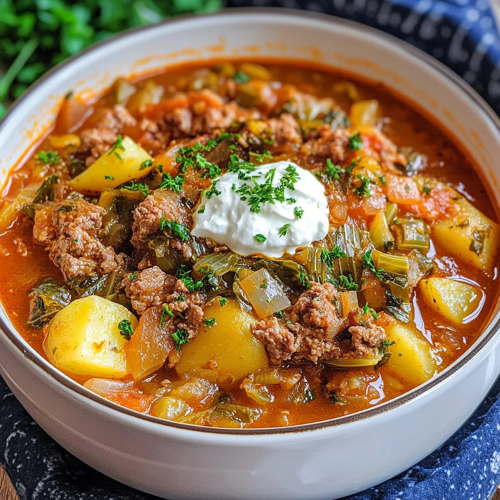 Wirsing-Eintopf mit Hackfleisch und Kartoffeln